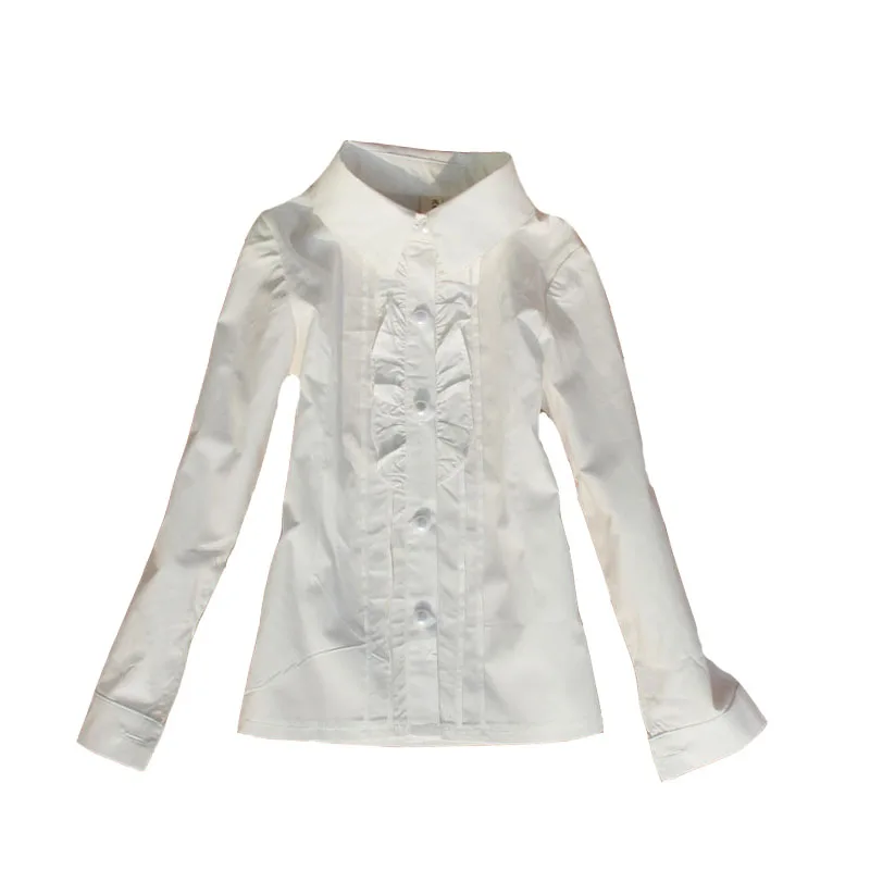 Школьные белые блузки для девочек, школьная форма, хлопковые рубашки в полоску для детей, топы для детей 2, 4, 6, 8, 10, 12, 14, 15 лет, подростковые блузки - Цвет: 17617