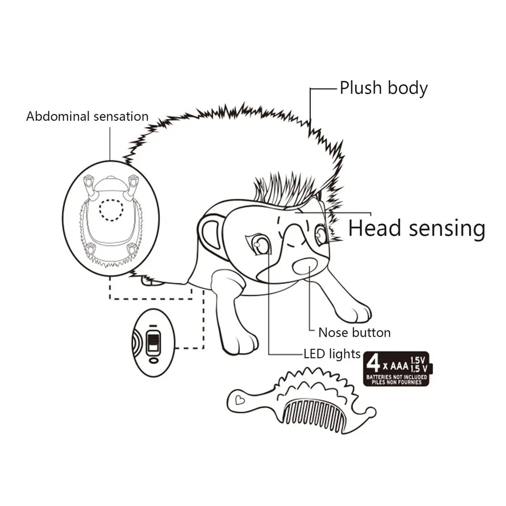 Электронные игрушки для питомцев, интерактивный Ежик с несколькими режимами света и звуков, сенсорные индукционные игрушки