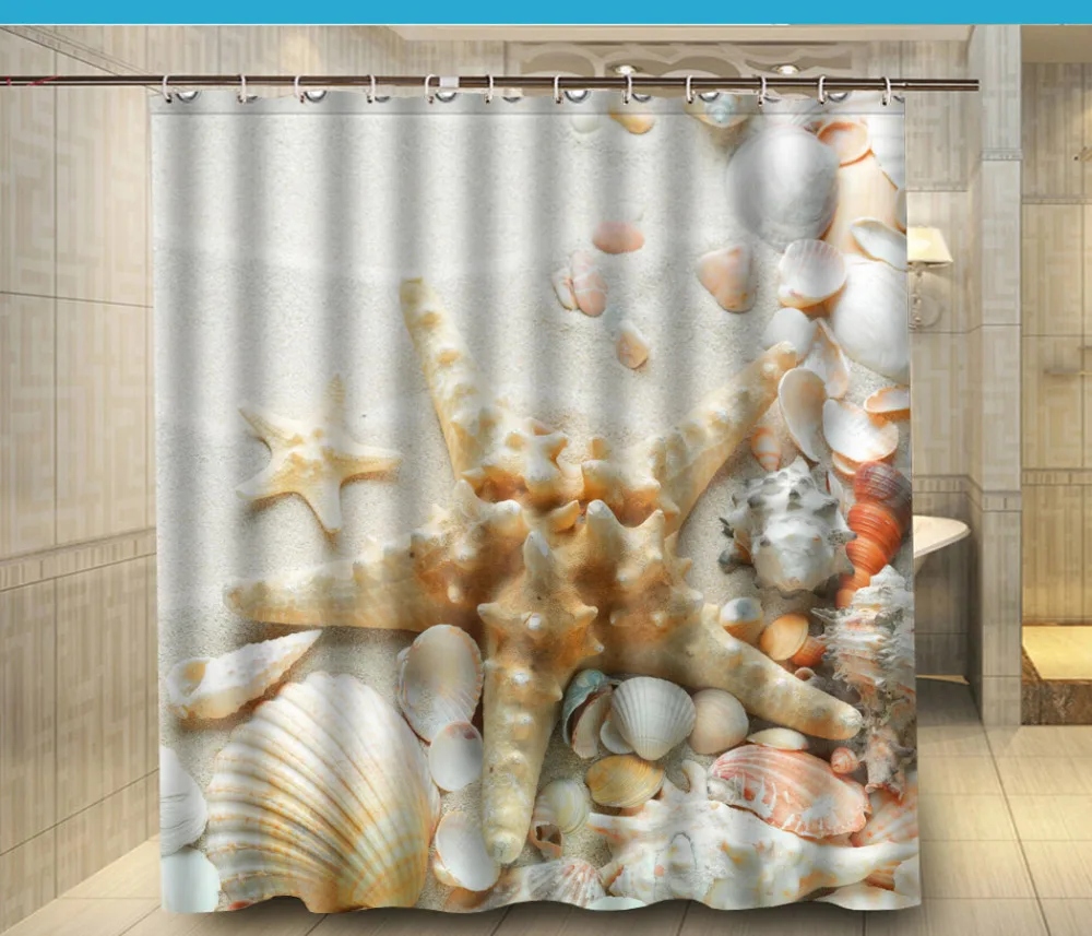 Home Decors Seashells Starfish Sand custom Shower Curtain 180x180cm