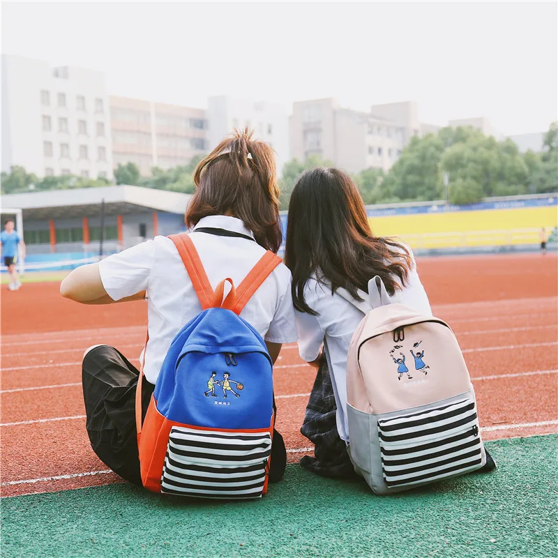 Menghuo School Backpacks for Teenage Girls Emboridery Women Canvas Backpack Female Cute Japan and Korean Backpack Travel BagsRYPC2970