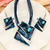 vintage wedding engagement jewelry sets for women lucite blue rhinestone crystal pendant necklace drop earrings sets ► Photo 3/5