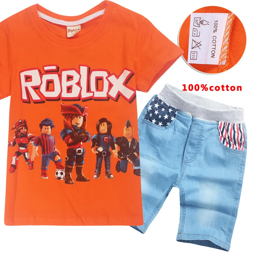

Fornite Baby Boys Sets Summer Roblox Clothes T Shirt+Pants Cotton Sports FNaF Printed Set Minecraft Children Suits Kids Clothes