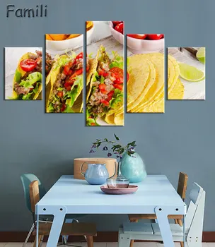 

5Panel Kitchen Food Pizza With Colorful Vegetables Wall Art Painting The Picture Print On Canvas Food Pictures For Home Decor