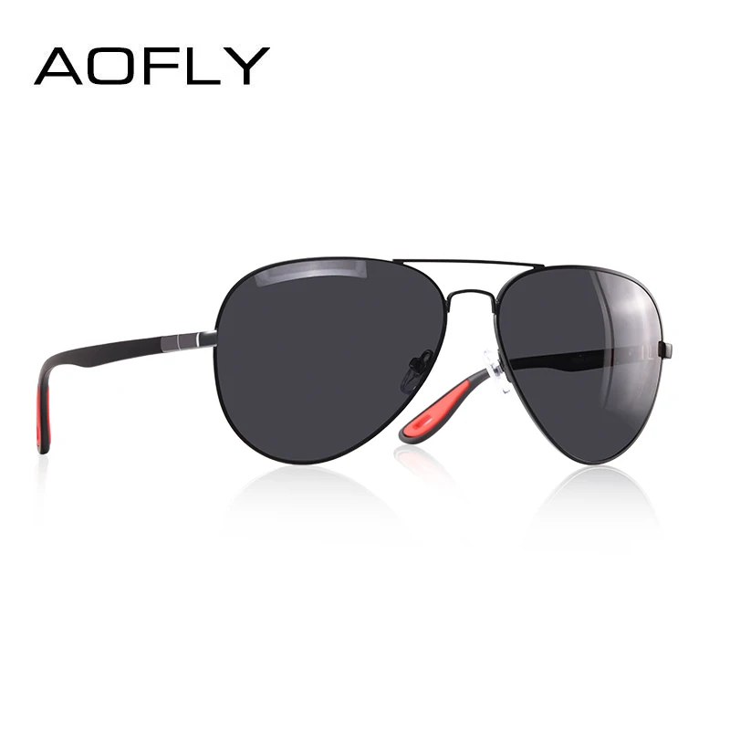 AOFLY, дизайнерские, классические, поляризационные, солнцезащитные очки для мужчин, для вождения, металл+ TR90, ультралегкие, солнцезащитные очки, UV400, Gafas Oculos De Sol - Цвет линз: C1Black gray
