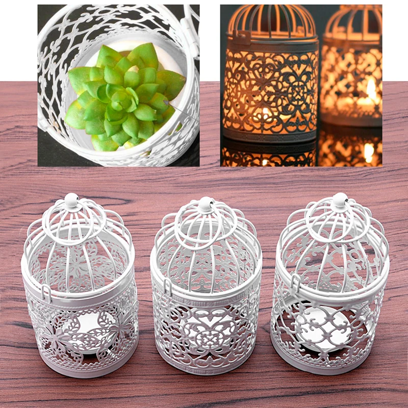 

Fine Creative Hollow Holder Candlestick Hanging Lantern Bird Cage Candle Holder Vintage Home Wedding Party Decor C42