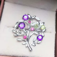 Подвеска из драгоценного камня натуральный аметист перидот топаз 925 серебро цветок стиль# T18060708