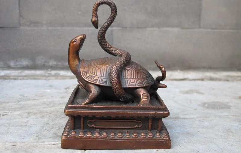 

China Royal Pure Bronze Basaltic Turtle Snake God Beast Seal Stamp Signet