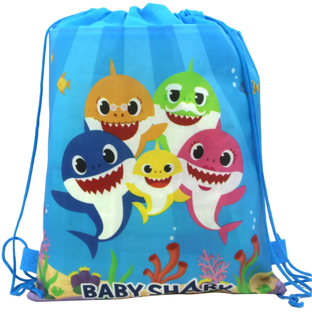 

8pcs/set Baby Shark theme birthday party gifts non-woven drawstring goodie bags kids favor swimming school backpacks for kids