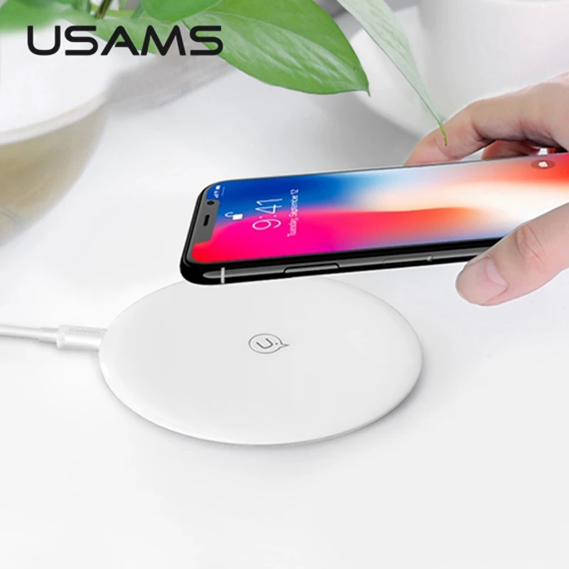 

USAMS Qi Wireless Charger for iPhone 8 X XS XR 8 Plus 10W Fast Wireless Charging Pad for Samsung Galaxy S8 S9 Wireless Charger