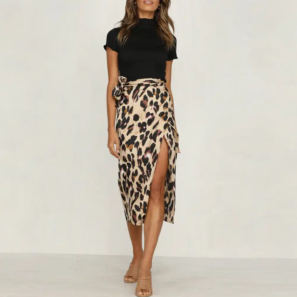 leopard print tie skirt