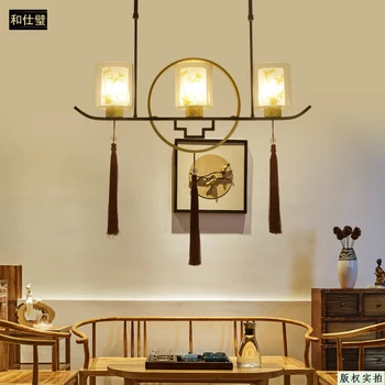 

Restaurant rectangular Pendant Lights study modern new Chinese style bamboo Creative Art golden bar Chinese style LU728293