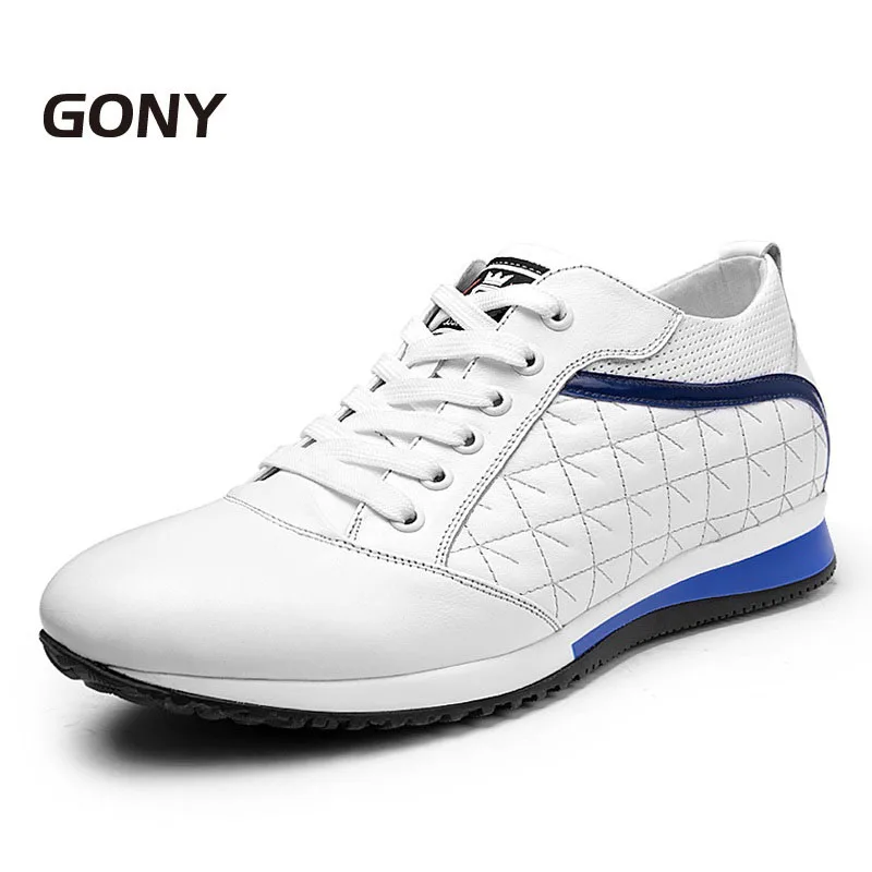 

GN2230 Fashion Men's Black/White Calfskin Shoes for Men Comfortable Lift Height 8 cm in Daily Wearing 3.16 Inch Taller