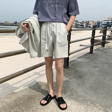 Весна и лето китайский стиль Мужские удобные высокое качество работы сплошной цвет хлопок свободный костюм шорты Мода