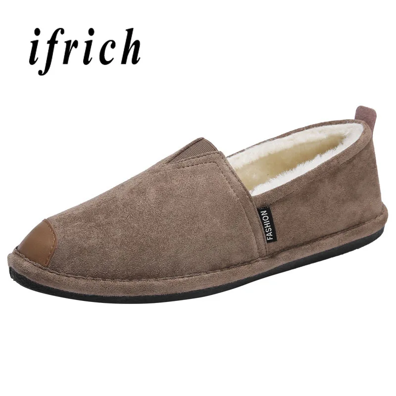 

Loafers Designer Men Shoes Brown Beige Winter with Fur Male Shoes Comfortable Lazy Shoes Men Warm Fur Young Casual Footwear Men