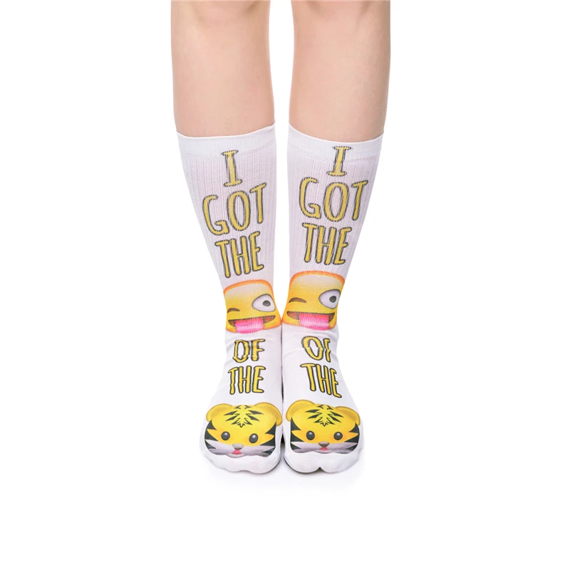 Multiple Color Women Socks Emoji Tiger Long Socks 3D Hot Fullprint
