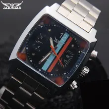 men mechanical watches Jaragar brand luxury men’s automatic stainless steel band watches hot male black auto date wristwatches