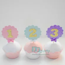 12 шт пользовательские возраст кекс Toppers конфеты цвета украшения для кексов первый с изображением пирожного на день рожденья Топпер, бохо украшения для кексов