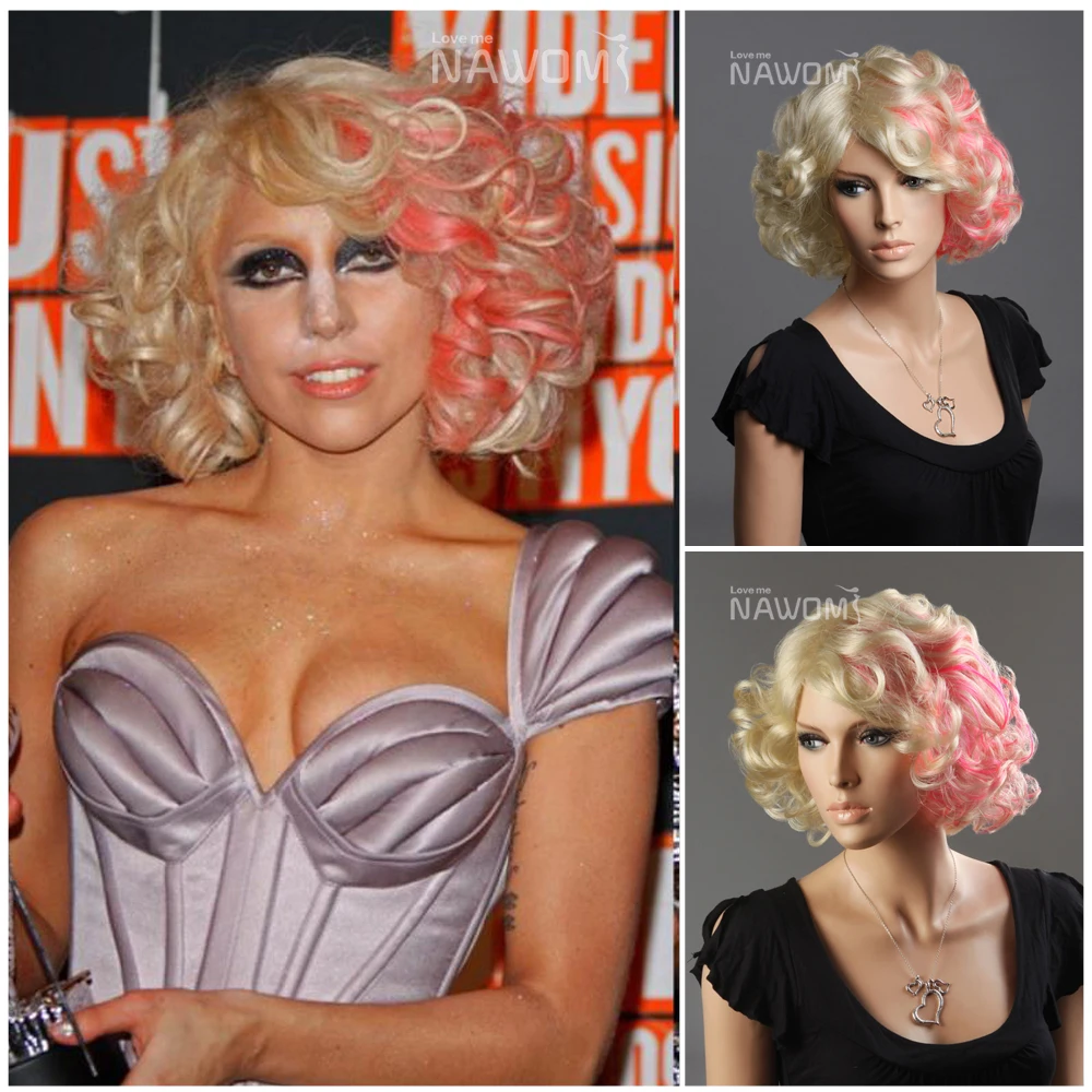Women Blonde Color Wigs Short Hair Styles Curly Gold Roots With