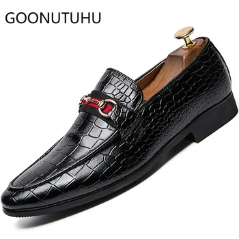 

2019 new fashion men's shoes casual pu leather loafers male brown & black slip on shoe man big size 38-47 shoes for men hot sale