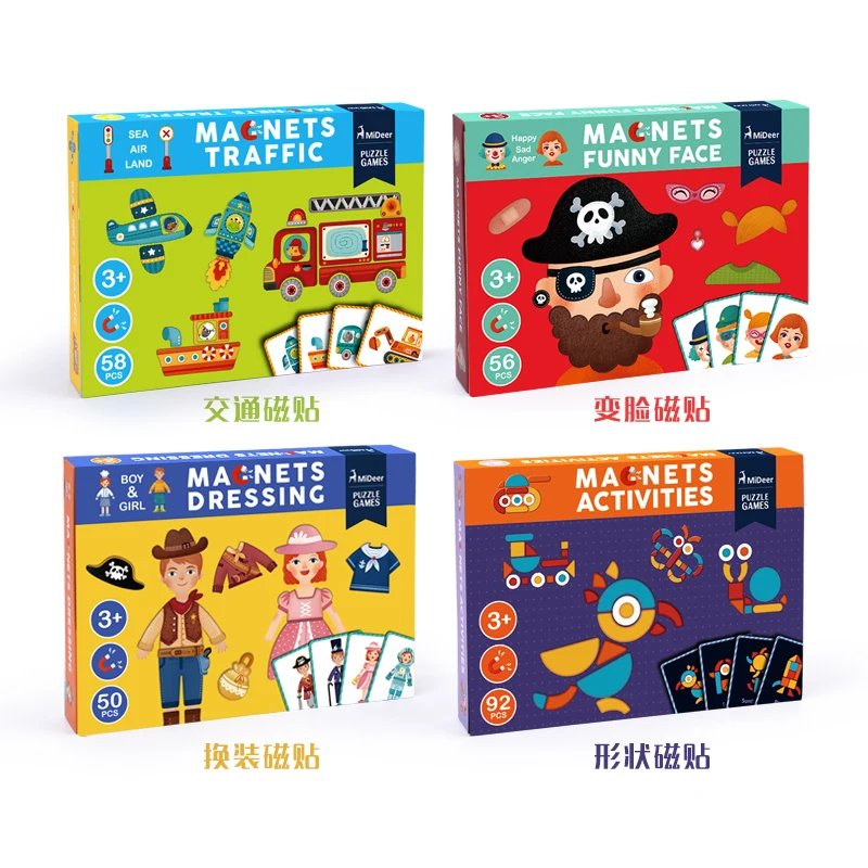

MiDeer Children 's Puzzle Magnetic Puzzle Magnetic Fight Spell Traffic Geometric Transformation Face Change Puzzle Toys