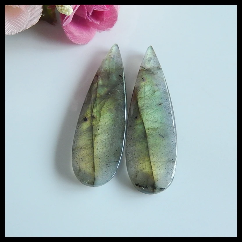 

Semi-precious stones Fashion Jewelry For Women Earrings Accessories,Labradorite,Gemstone women earring pair,51x15x4mm,11.9g