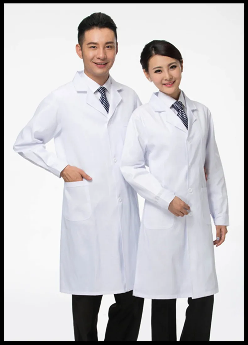 Белом халате Спецодежда медицинская одежда врачи униформа для Для женщин/Для мужчин Спецодежда медицинская Костюмы