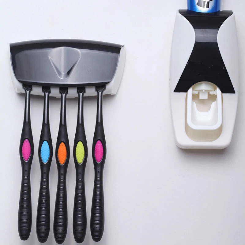 

1 Set 5 Colors Automatic Toothpaste Dispenser Set 5 Toothbrush Holder Wall Mount Bathroom Supplies Toiletries