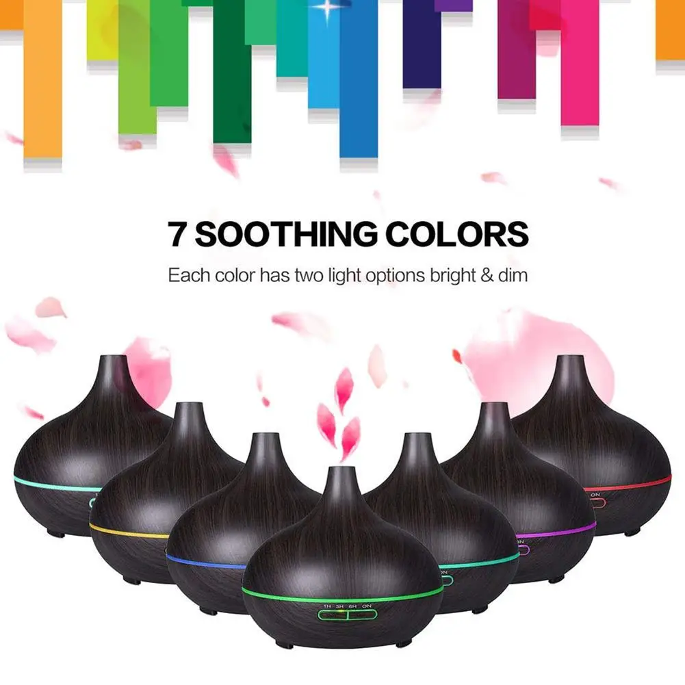 

400ml Wood Grain Mini Ultrasonic Humidifier Aromatherapy LED Light Oil Aroma Diffuser