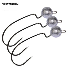 YINGTOUMAN высокоуглеродистой стали прочный 8 шт./лот дешевые Antiwear рыболовный крючок с зазубринами с привести голова для моря/Река/Озеро