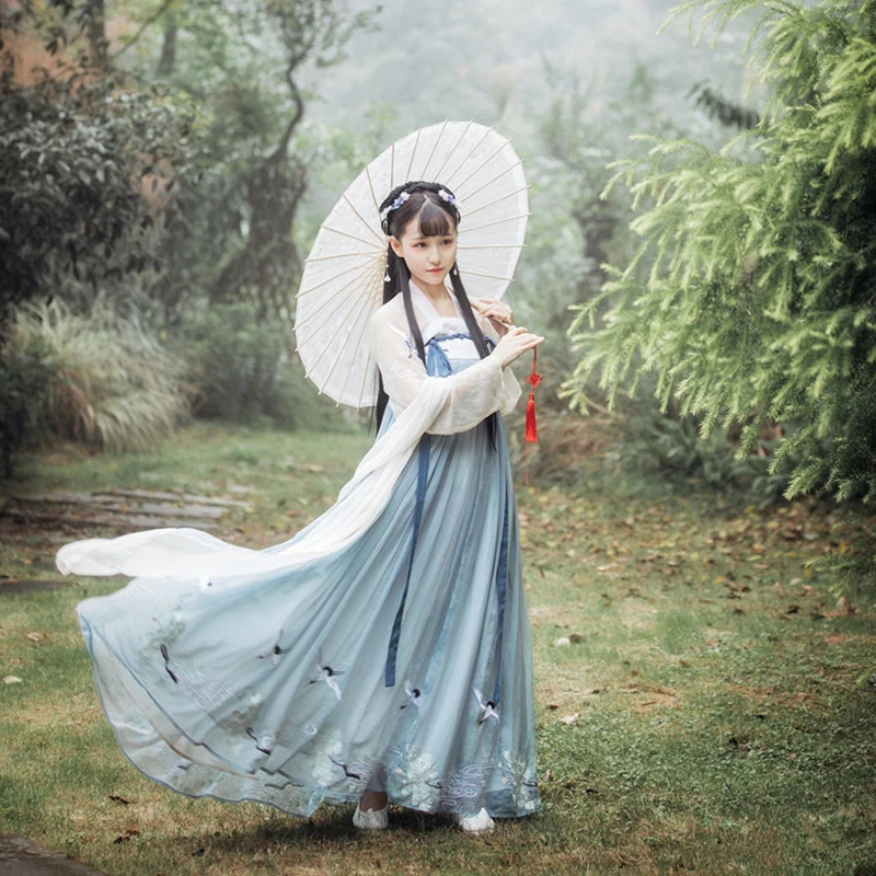 Hanfu костюм для китайских танцев традиционная одежда для выступлений женское платье древнего журавля династия Хань Косплей Одежда для леди DC1134