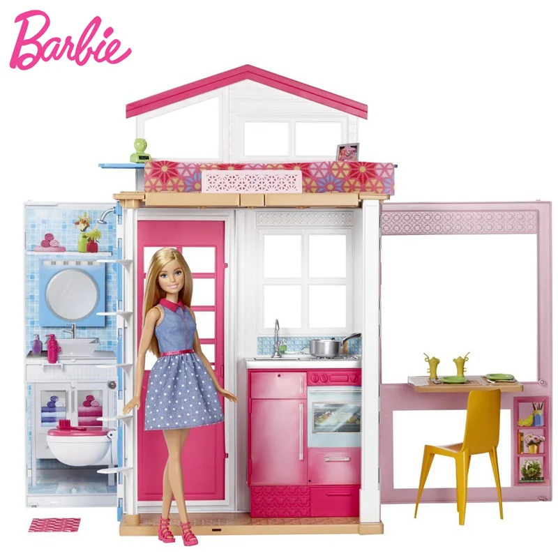 Оригинальная кукла Барби, мигающий праздничный дом, кукольный дом и кукольный домик, набор милых комнатных игрушек для маленьких девочек, Каса де бонека