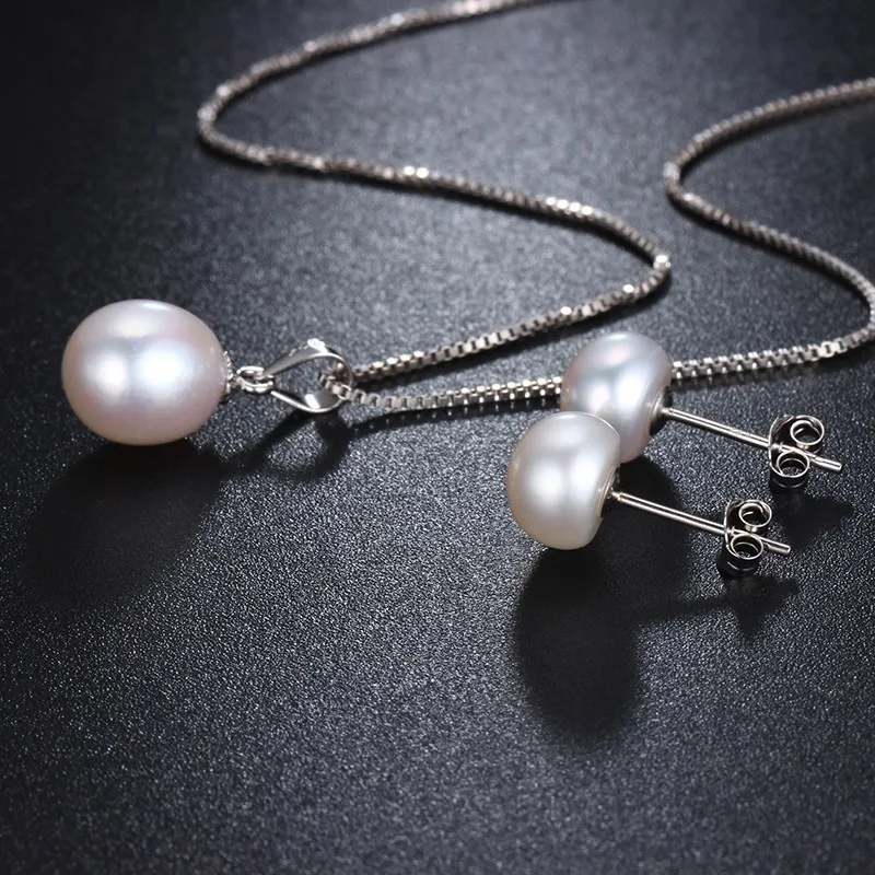 Jewelry Sets Jewelry Set Women Earrings HENGSHENG Natural Black Pearl Set For Women Stud Earring and Pendant, Wedding Jewelly Sets