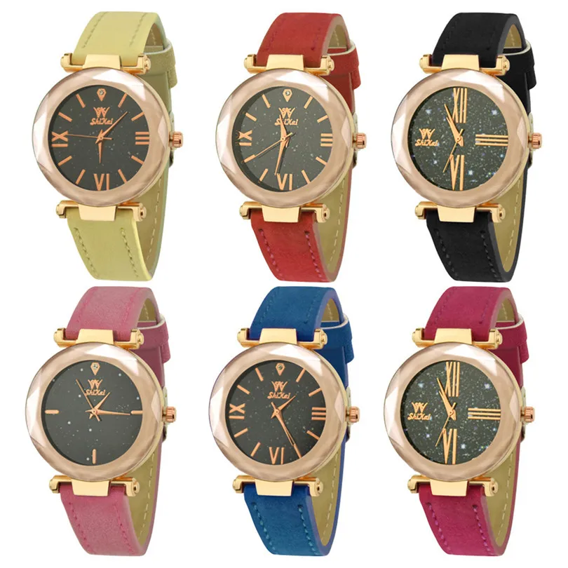SHIKAI Ladies Leather Strap Creative Gift Quartz Watch ZYBSK-35 Lady Collection Female Watch With Date Bracelet #4a2  (3)