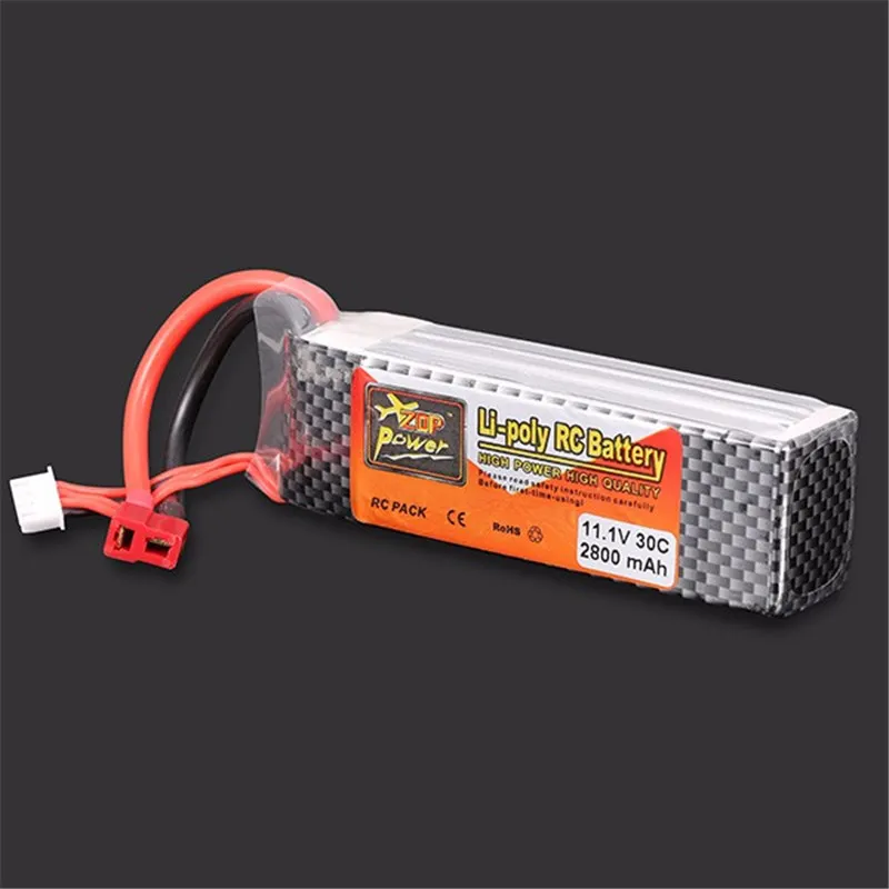 Высокое Качество ZOP Мощность 11.1 В 2800 мАч 30C Lipo Батарея T Разъем для RC Модели |