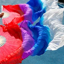 Высокое качество шелк танец живота веер танец натуральный шелк вуали слева+ справа синий цвета в продаже красный фиолетовый королевский синий белый