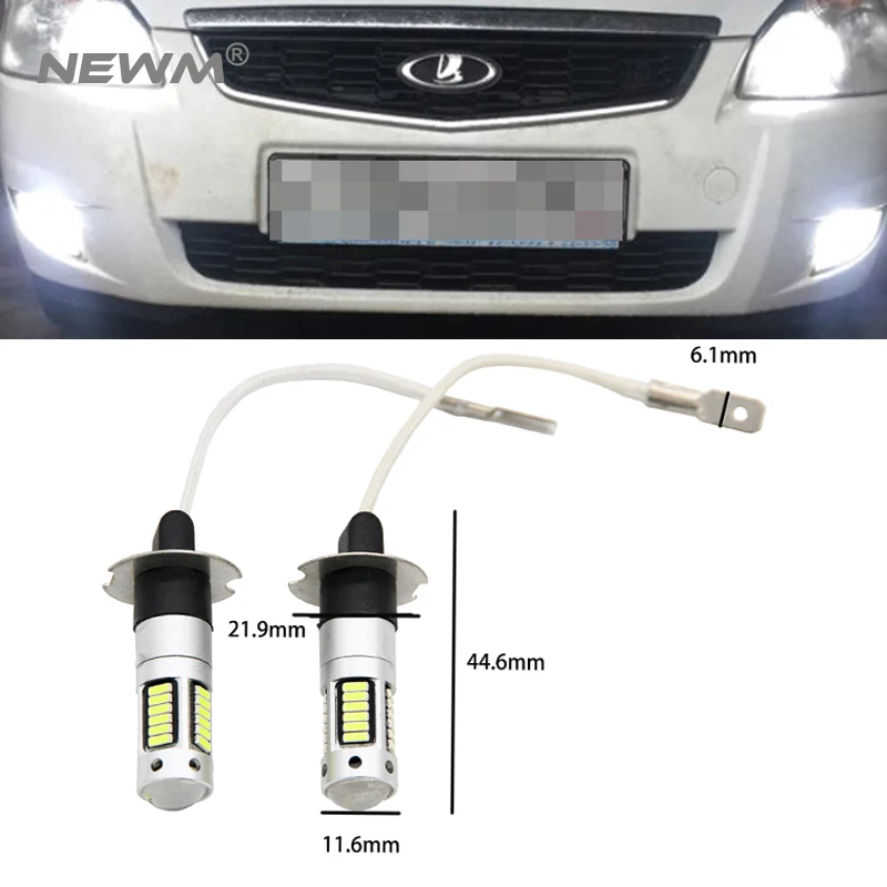 

H3 Car Fog Light Daytime Running Lights Source Canbus Super Bright White Led 12V H3 Bulbs 2pcs