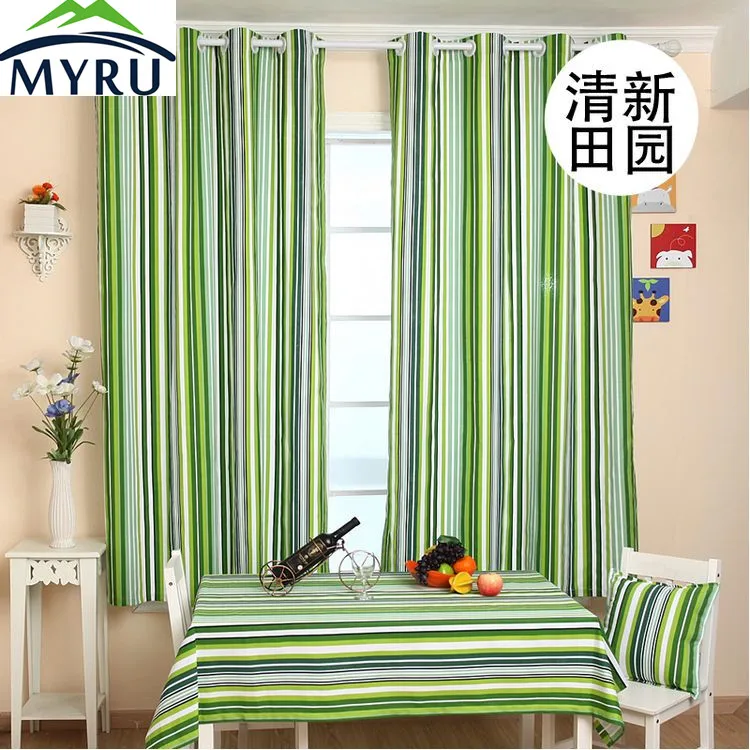 MYRU Tuin stijl groene gestreepte canvas gordijnen slaapkamer ramen ... MYRU Tuin stijl groene gestreepte canvas gordijnen slaapkamer ramen ...