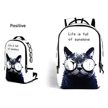 

Simple Fashion Women Teenager School Shoulder Bag Large Capacity 3D Cartoon Cat Backpack Rucksack for Girls Travel Popular AB@W3