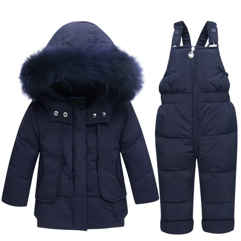 Winter Suits for Girls Boys Children Clothing Sets Baby Snow Jackets + Jumpsuit Pants Kids Duck Down Hooded Coats Outerwear Suit honeyking 2pcs child waterproof boys girls clothing sets double layer boys girls jackets rain pants kids hooded raincoat suit