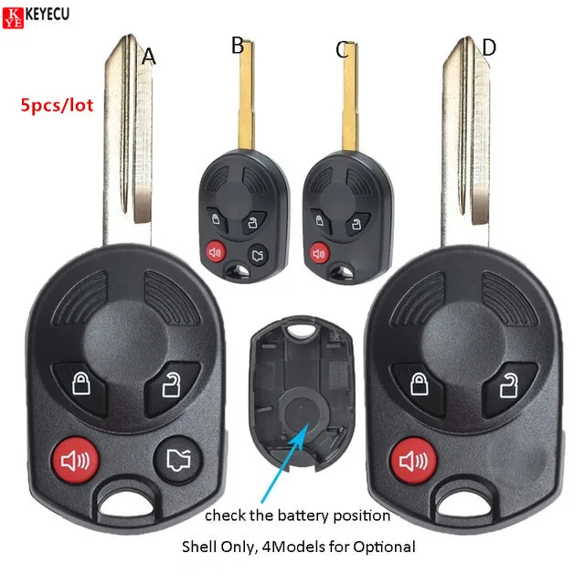 Keyecu 5pcs/lot Replacement Remote Key Shell Case Fob for Ford Escape