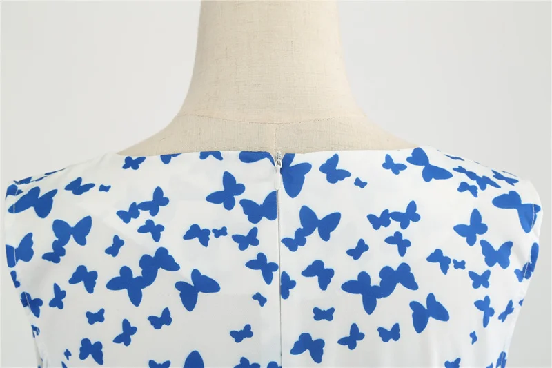 Kostlich O-Neck Butterfly Panda Print Dresses Summer Hepburn Vintage Dress Women Big Swing Dress Plus Size S-2XL With Sashes (5)