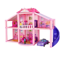 DIY Кукольный дом пластиковая сборная вилла с миниатюрной мебели Гараж машина Кукольный дом модель комплект кукольный домик развивающие игрушки