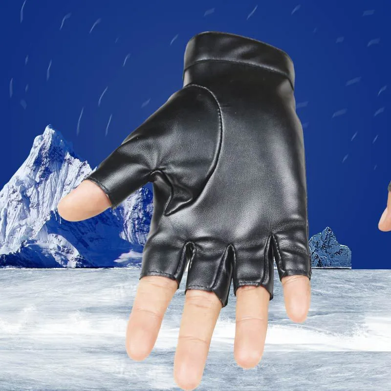 Новинка, женские перчатки из искусственной кожи с заклепками, мужские перчатки с ремнем с заклепками, сексуальные перчатки без пальцев