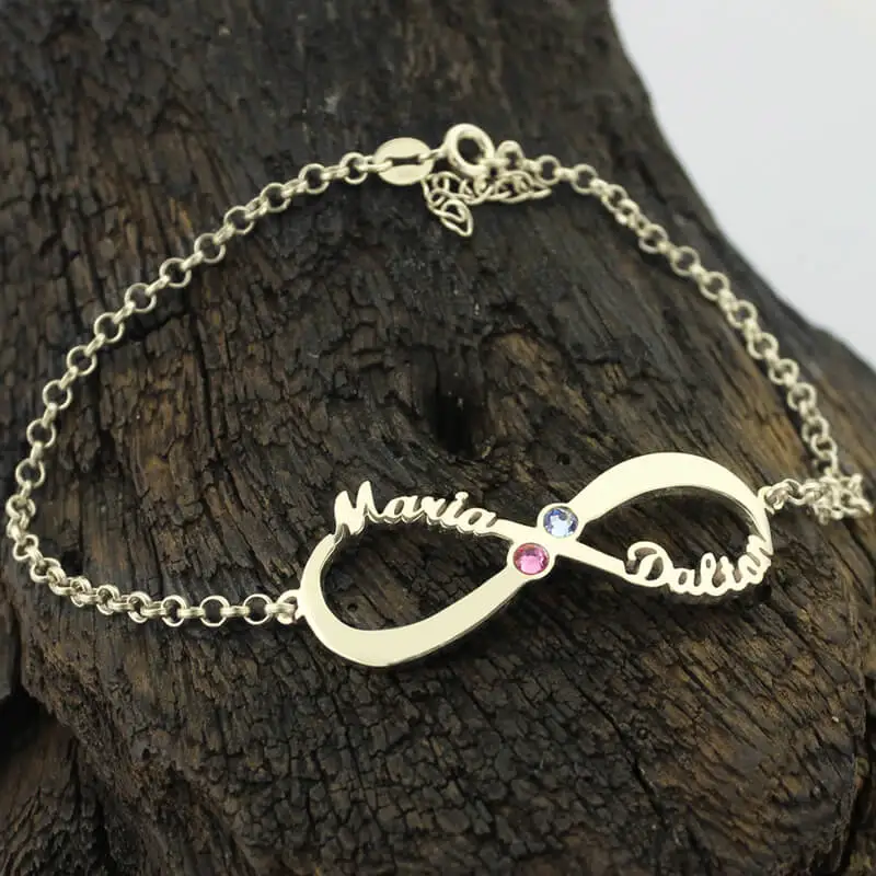 Whole Personalized Infinity Birthstone Bracelet Silver Name Whole Personalized Infinity Birthstone Bracelet Silver Name For Mother Jewelry In Strand Bracelets From