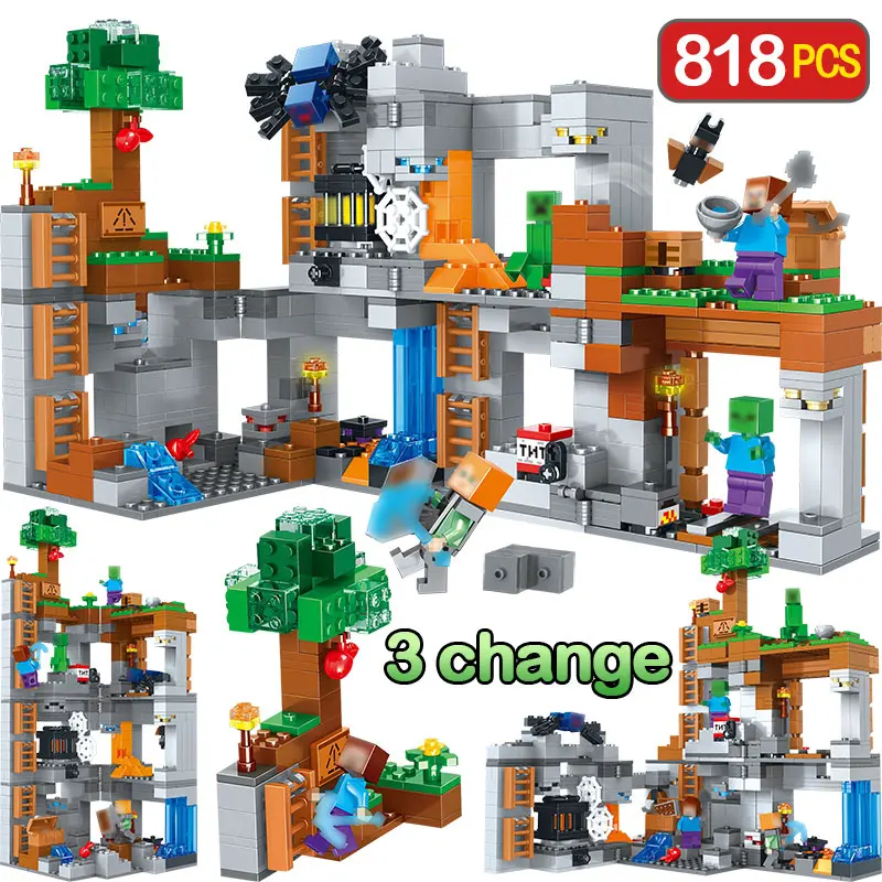 

818pcs My World Building Blocks Compatible Legoingly Minecrafted 21147 Cornerstone Adventures Figure Brick Children Toys Gifts