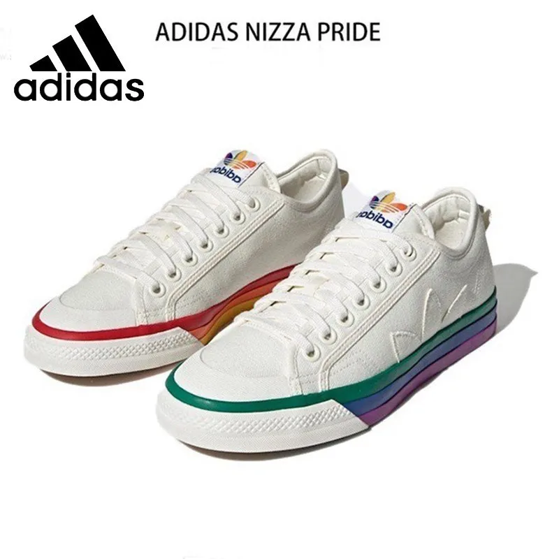 

Adidas NIZZA Men Skateboarding Shoes Rainbow Canvas Shoes Hard-Wearing Comfortable Outdoor Sports Sneakers Women #EF2319