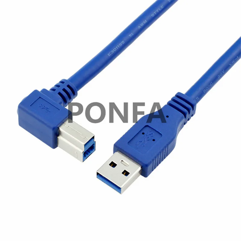 90 градусов прямоугольный USB 3,0 A папа AM к USB 3,0 B Тип папа BM USB3.0 кабель 0,6 м 1 м 1,8 м 2 фута 3 фута 6 футов для принтера сканер HDD