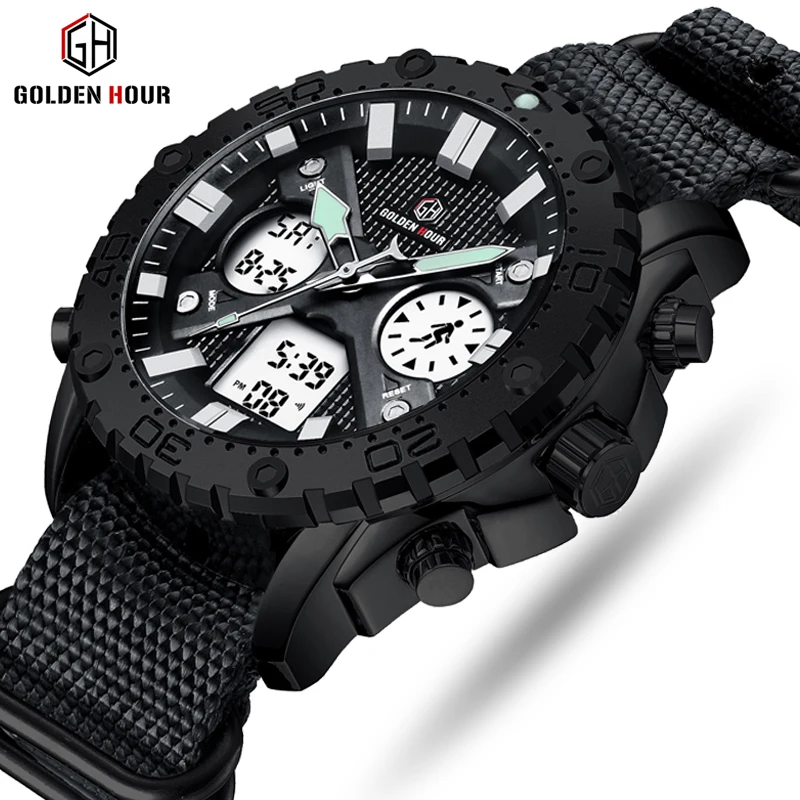 Лучший бренд GOLDENHOUR Мужские часы Мужские Цифровые кварцевые спортивные часы Relogio Hombre военные водонепроницаемые наручные часы Relogio Masculino