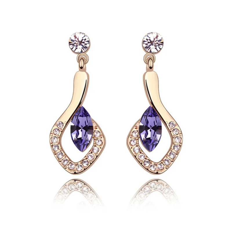 

New 2016 Brand Retail Romantic Austria Crystal Earrings Imitation Gold Filled Birthday Gift Cute Stud Earrings Jewelry For Women