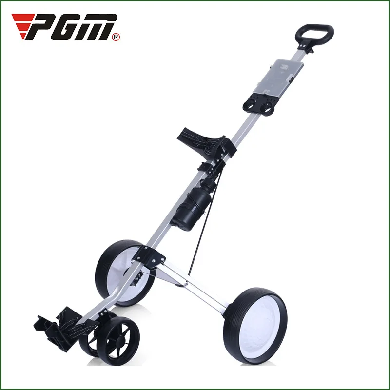 PGM Foldable Golf Trolley Cart Aluminium Alloy with Scorecard Cover Holder Push Pull Golf Cart with Brake Accessories